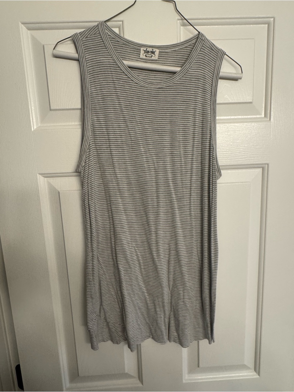 Women's Striped Crewneck Tank Top - Gray